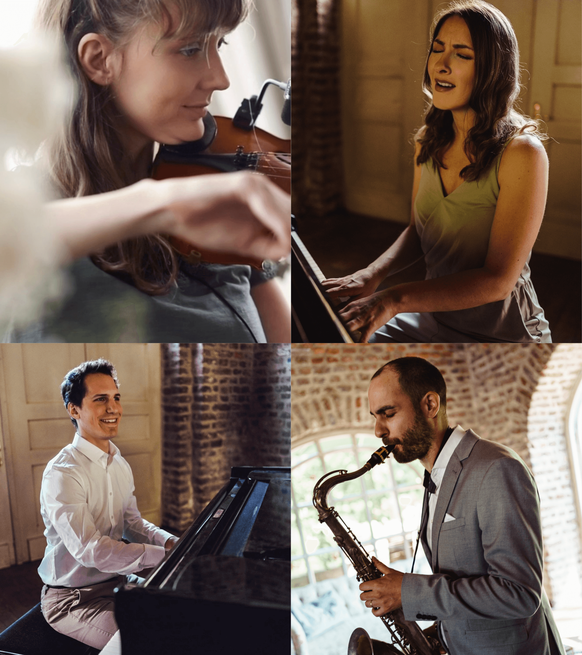 Klang Salon Solo-Künstler:innen - Violinistin, Sängerin, Pianist, Saxophonist