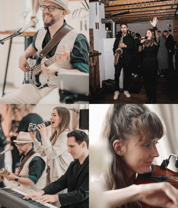 Übersicht der Besetzungen von Klang Salon – Solo über DJ Plus bis Full Band